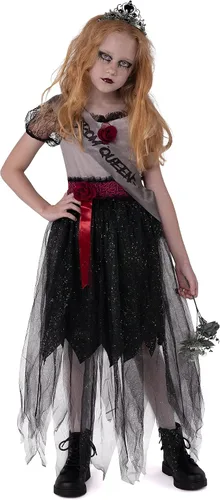 Vista 8 de Spooktacular Creations Disfraz de reina de graduación oscuro para niña disfraz de zombi para niña mala disfraz de reina de baile gótico para niños