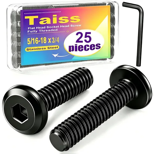 Vista 9 de Taiss 30 piezas 1/4-20 x 1 Tornillo de cabeza hexagonal con cabeza avellanada, pernos para muebles, tornillos para muebles de acero inoxidable 304