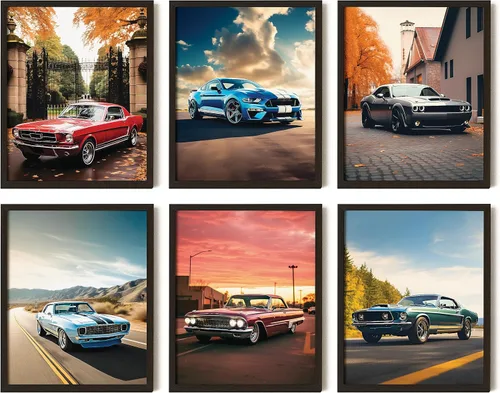 Vista 7 de 97 DECOR Pósteres ENMARCADOS de Super Coches para Habitación de Niños - Impresiones Modernas de Arte de Pared de Coches, Póster de Coche Deportivo