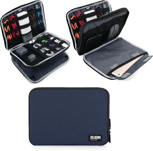 Vista 10 de Organizador de equipaje con doble capa para viajes BUBM, para llevar dispositivos y accesorios electrónicos., gris, 2 capas M Bolsa de viaje