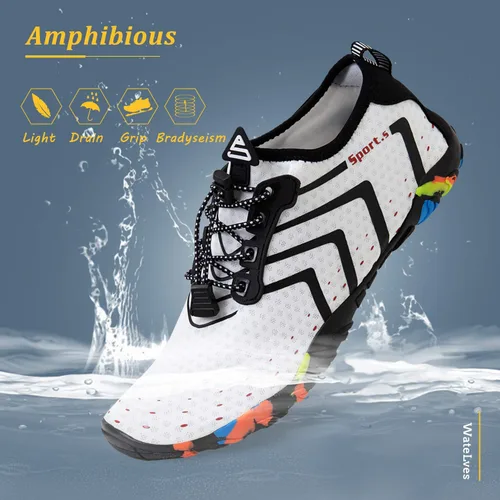 Vista 5 de WateLves - Zapatos de agua para hombres y mujeres, con sensación de estar descalzo, para natación, playa, piscina, surfear, hacer yoga o ejercicio