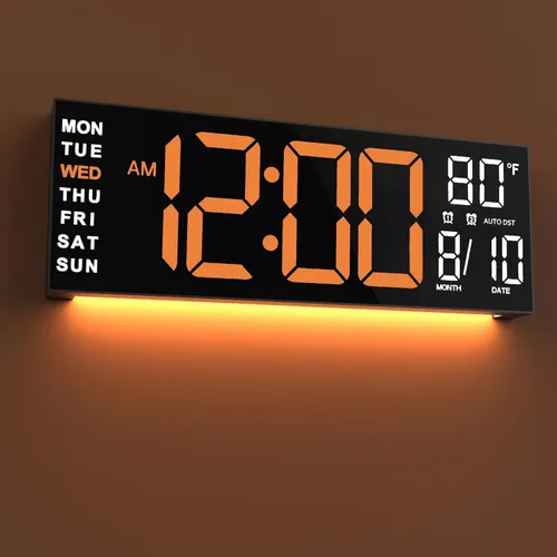 Vista 13 de JALL Reloj de pared grande de 16" digital con montaje en pared, temporizador de cuenta regresiva, alarma, LED grande, color RGB, horario de verano
