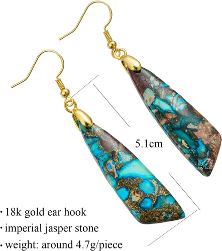 Vista 6 de Plumiss Aretes de piedra natural para mujer, con piedras curativas, hipoalergénicas, ligeros, colgantes de múltiples estilos, joyería para regalo