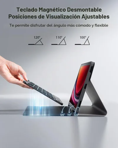 Vista 6 de Funda para tablet A8 con teclado Samsung Galaxy Tab A8 de 10.5 pulgadas 2021/2022 SM-X200, SM-X205 Dazzle Magic Keyboard retroiluminado Soporte