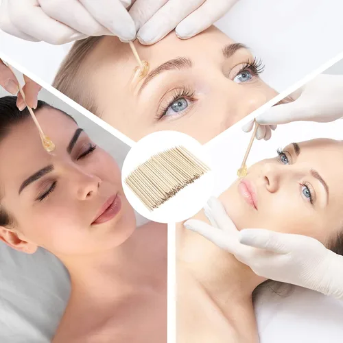 Vista 6 de Demissle Palitos de cera de madera para cejas, mini aplicador de depilación, labio, nariz, ceja, artesanía, pequeña espátula facial para depilación