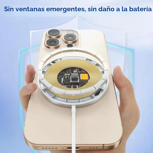 Vista 6 de Cargador inalámbrico magnético de 15 W, estación de carga inalámbrica rápida Mag-Safe con luz nocturna LED suave, cargador magnético portátil