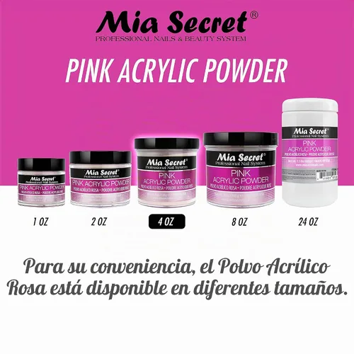 Vista 2 de Mia Secret Polvo acrílico rosa 4 oz.