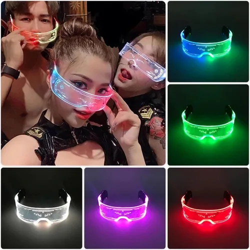 Vista 2 de Gafas, gafas de sol brillantes, gafas de fiesta brillantes, máscaras de neón, juguetes, concierto de música vocal, gafas decorativas, DJ