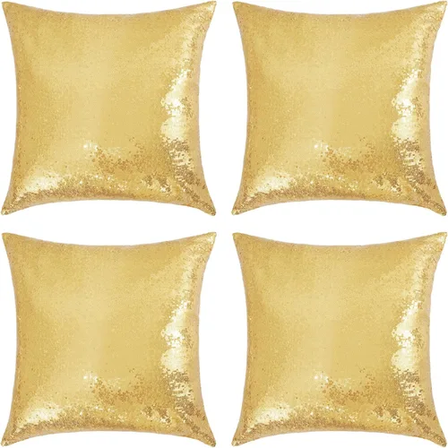 Vista 14 de SquarePie - Juego de 4 fundas de almohada de lentejuelas rojas, 18 x 18 Rojo