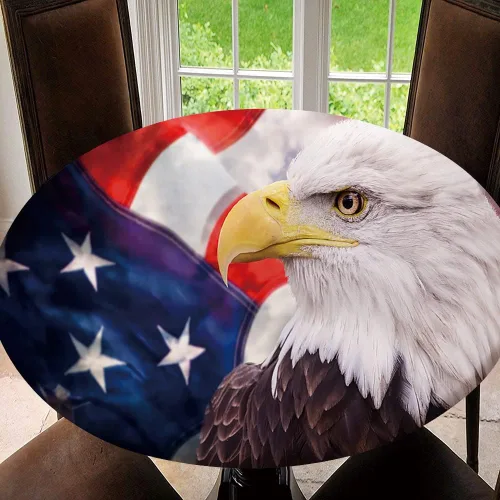 Vista 7 de Mantel redondo ajustable con protector elástico de bandera estadounidense del 4 de julio, mantel impermeable a prueba de aceite, mantel de 40 Tipo 30