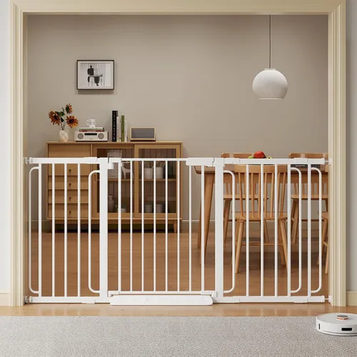 Vista 14 de Puerta de bebé para escaleras de 29.8 a 46.5 pulgadas montada a presión, puertas de bebé para niños de cierre automático para puertas sin taladro