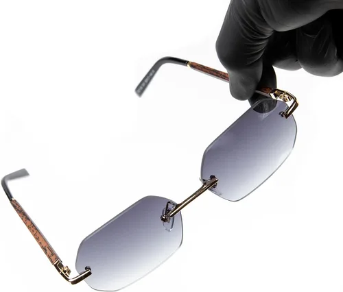 Vista 4 de Street Knitted Gray Tint Gradient Rimless Woodgrain - Gafas de sol para hombre y mujer Gris
