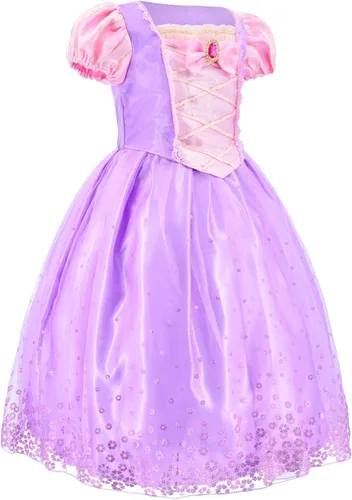 Vista 4 de Disfraz de princesa para niñas de 3 a 12 años con trenza larga y tiaras
