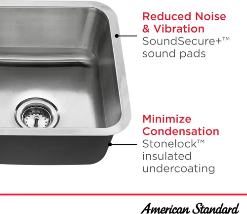 Vista 4 de American Standard 18DB.321800S.075 Danville - Fregadero de cocina de acero inoxidable con doble tazón, 32 x 18 pulgadas