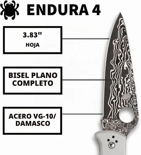 Vista 3 de Spyderco Endura4 FRN Cuchillo ligero de bordes llanos para terreno plano, Plateado