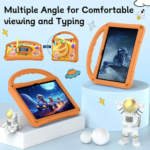Vista 2 de Funda para tablet Fire HD 8, funda para Kindle 8, Auorld Rotating 360, ligera, a prueba de golpes, de 8 pulgadas, con soporte de asa para Fire HD