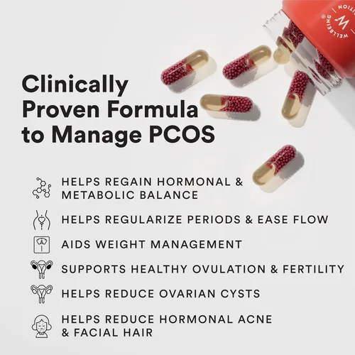 Vista 2 de Wellbeing Nutrition PCOS Supplement for Women Caronositol, Myo-inositol, Vitamins Balance Hormones, Regularize Periods, Reduce Acne & Facial