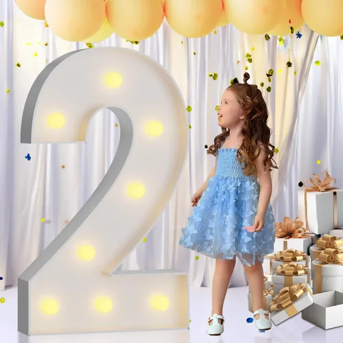 Vista 27 de IMPRSV Letras de mosaico iluminadas de marquesina, 4 pies para globos y fiestas, decoración de kit de arco