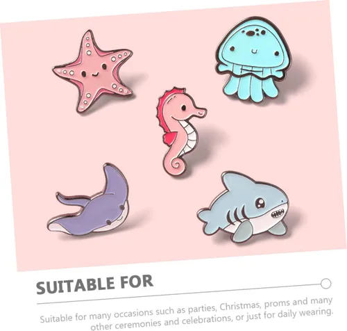 Vista 6 de 10 Pcs Sea Life Brooch Clothing Zinc Alloy Badge