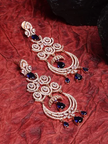 Vista 2 de ZENEME Pendiente de araña colgante de diamante americano con forma floral para mujer