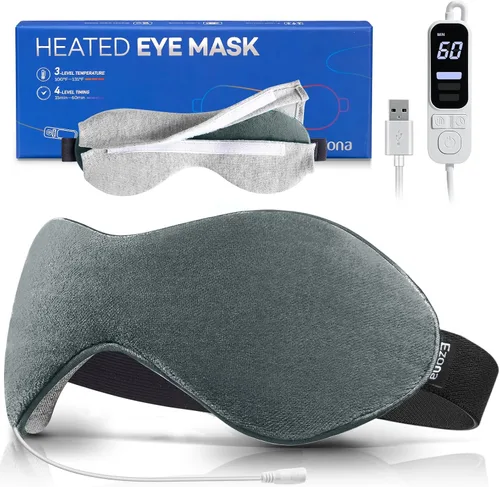 Vista 10 de Ezona Máscara térmica para ojos, máscara de compresión ocular cálida para ojos secos, almohadilla térmica eléctrica USB con control de temperatura