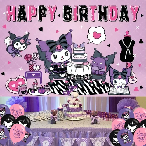 Vista 4 de Fondo de fiesta de cumpleaños de anime, decoración de fiesta de cumpleaños, pancarta temática de feliz cumpleaños, fondos de fotos para niños
