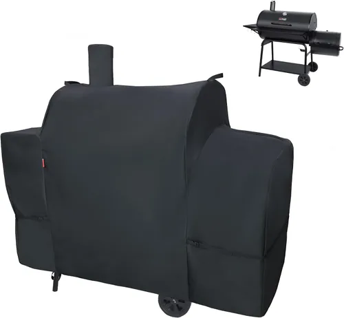Vista 12 de Cubierta de parrilla al aire libre para parrilla de carbón Royal Gourmet CC1830FC Barrel, cubierta impermeable de 46" 600D resistente para barbacoa