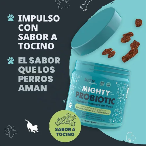 Vista 5 de Mighty Paw Waggables - Probióticos masticables para perros (hechos en Estados Unidos) Probióticos para perros y enzimas digestivas. Probiótico