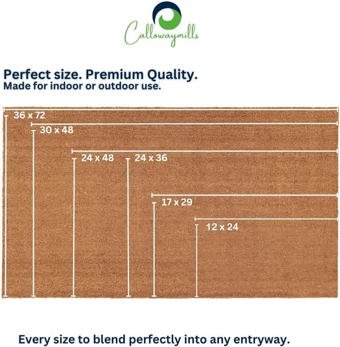 Vista 3 de Calloway Mills 153551224 Felpudo de fibra de coco natural con respaldo de vinilo, 12" x 24
