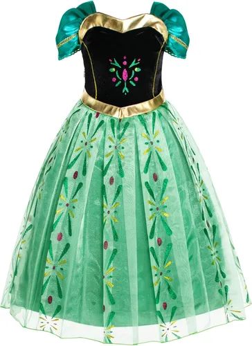 Vista 8 de Party Chili Disfraces de princesa de cumpleaños para niñas de 3 a 12 años Verde