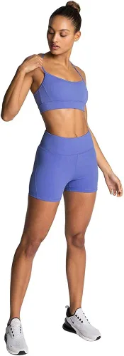 Vista 2 de Trajes de yoga sin costuras para mujer, 2 piezas, para gimnasio, sin mangas, tirantes delgados, brasier deportivo de cintura alta, pantalones cortos
