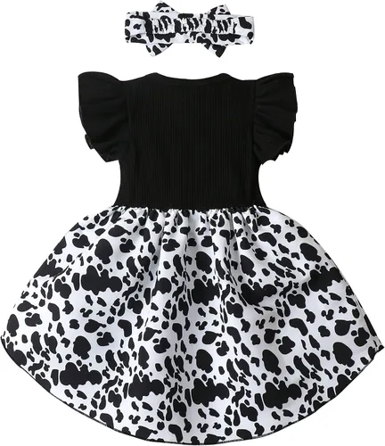 Vista 2 de Vestido para niña pequeña, floral, manga con volantes, casual, vestido de playa, vestido de princesa con falda de princesa, trajes de verano