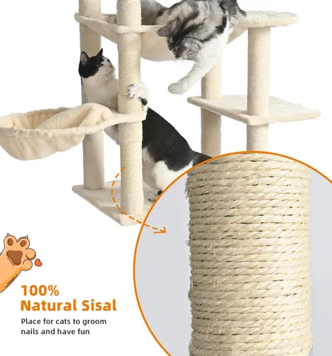 Vista 9 de Made4Pets - Árbol alto para gatos, torre de árbol de gato de 71 pulgadas para gatos de interior grande y adulto, torre de felpa de varios niveles