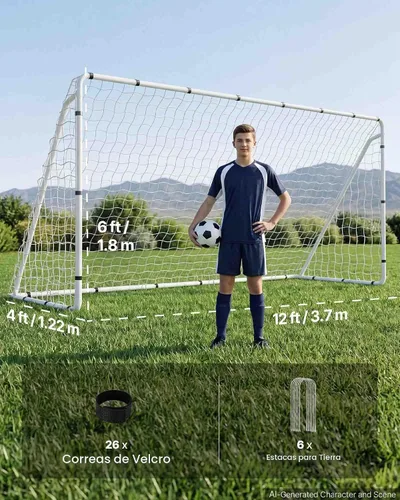 Vista 5 de VEVOR Soccer Goal 12x6 FT Soccer Goal for Backyard with Iron Frame PE Net