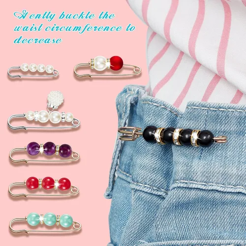 Vista 6 de Hicarer - Broches de seguridad con perlas para mujer, estilo brillante, 18