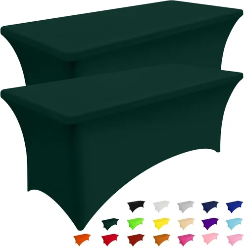 Vista 15 de Smiry Paquete de 2 Manteles de Spandex de 6 Pies, Manteles Elásticos Ajustables Extensibles, Lavables y Sin Arrugas, Cubierta Rectangular para Mesa
