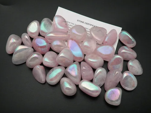 Vista 2 de Productos fundamentales de Rockhound: 1 pieza de cuarzo rosa Aura Tumbled Stone Crystal Rock (medio (0.14-0.28 oz))