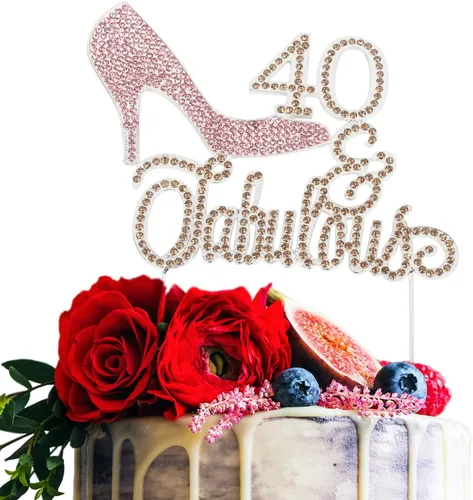 Vista 11 de LINGTEER 30 fabulosos adornos para tartas de cristal con diamantes de imitación de tacón alto, color rosa, perfecto para 30 cumpleaños, aniversario