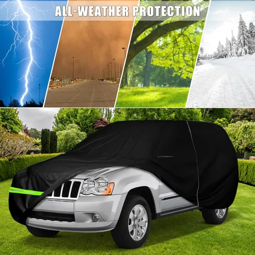 Vista 7 de Funda impermeable de 6 capas para automóvil de repuesto para Jeep Grand Cherokee 1993-2010 All Weather Car Cover with Cotton Liner, Zipper Door