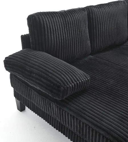 Vista 10 de Sofá seccional en forma de U de gran tamaño con asiento profundo de pana con marco de madera maciza, sofá modular cómodo moderno con reposabrazos