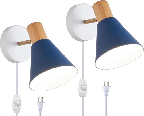 Vista 9 de ClanKin Apliques de pared con interruptor de perilla, lámpara de pared ajustable negra para dormitorio industrial, iluminación de fregadero de baño