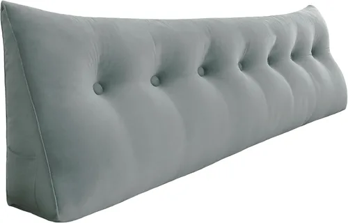 Vista 50 de Almohada de cuña doble gruesa de 8 libras para cabecero de dormitorio universitario, almohada de cuña de terciopelo con respaldo triangular