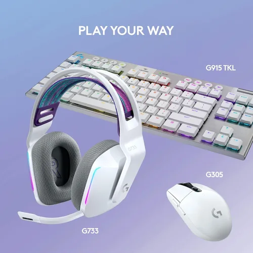 Vista 8 de Logitech - Auriculares inalámbricos G733 Lightspeed para juegos, con diadema de suspensión, LIGHTSYNC RGB, tecnología de micrófono Blue VO!CE