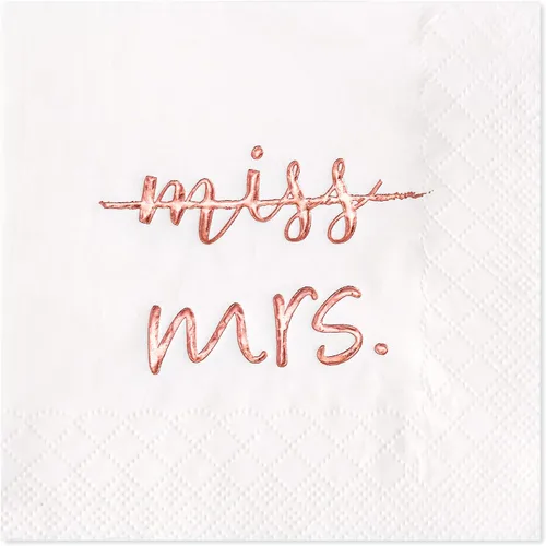 Vista 9 de Crisky Servilletas de cóctel de lámina dorada de Miss to Mrs para despedida de soltera, compromiso, despedida de soltera, suministros de mesa