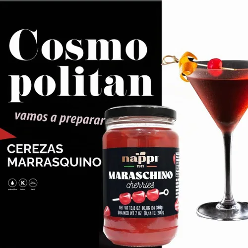 Vista 3 de Nappi 1991, Cerezas al marrasquino sin tallos, Cereza roja, 14 oz (390 g),Producto de Italia