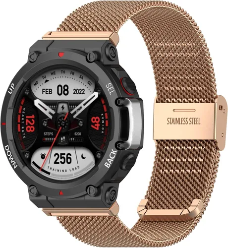Vista 7 de TenCloud Correas compatibles con Amazfit T-Rex 2 Correa de reloj de liberación rápida, impermeable, correa de repuesto de acero inoxidable ajustable