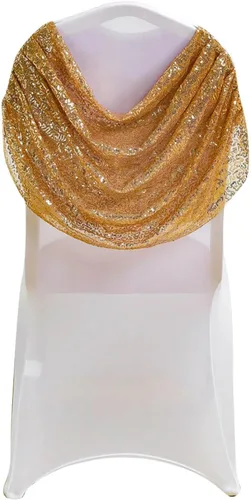 Vista 14 de Efavormart - Funda para silla de banquete de elastano con falda plisada con volantes y banda trasera cruzada, funda elástica negra para bodas y Negro