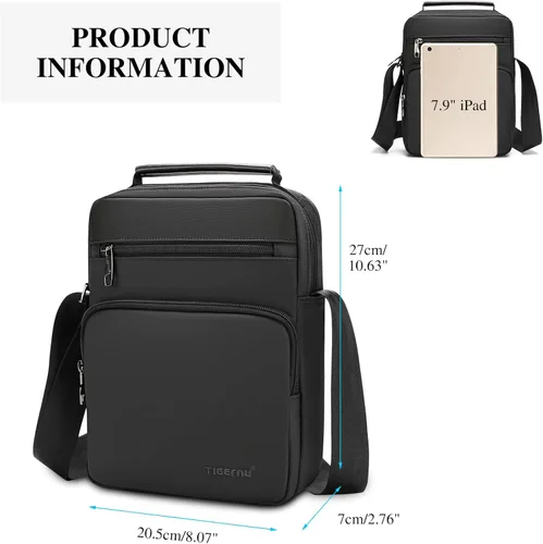 Vista 3 de BAIGIO Bolsa de mensajero para hombre bolsa de viaje