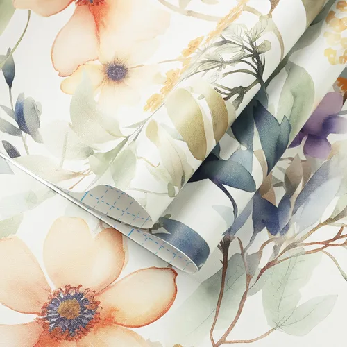 Vista 7 de Guvana Papel tapiz floral de 78.7"×16.14" amarillo/naranja despegar y pegar, papel de contacto floral bohemio, papel de pared removible