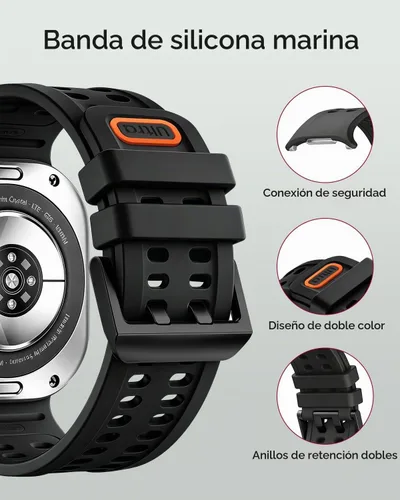 Vista 3 de Miimall Correa de silicona para Galaxy Watch Ultra 2/1 2026, resistente, transpirable, suave, deportiva, correa de repuesto impermeable, correa 1